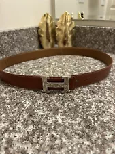 Used Hermes H Silver Toned Belt Buckle