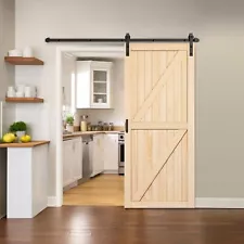 36x84 inch Unfinished Sliding Barn Door w/ 6.6FT Barn Door Hardware Kit & Handle