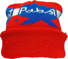 Vintage Pabst Blue Ribbon PBR Beer Winter Knit Hat Beanie Skiing Snowboard