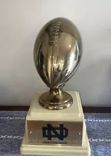 Vintage Notre Dame Football Memorabilia-Brass Football On Bakelite Base