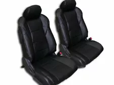 FOR NISSAN 350Z 2003-2006 IGGEE S.LEATHER CUSTOM MADE FIT SEAT COVERS PAIR BLACK