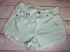 American Eagle Shorts 3” Jean Cut Off Frayed Distressed 4 Stretch Pockets Aqua