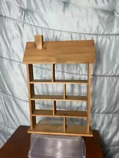 Wooden House Shaped Cubby Display Shelf Wall Hang or Tabletop Knick Knack Shelf