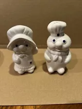 PILLSBURY Doughboy / Girl Salt & Pepper Shakers '88 Vintage Ceramic