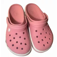 Pink crocs Crocband size 5 white accent womens CROC baby