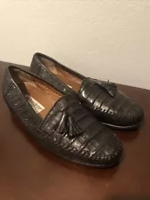 Genuine Crocodile leather mens loafers shoes size 10 M Italy hand made Belvedere