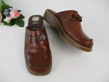 Earth Shoe 9 Daphne Brown Leather Mule Shoes Gelron 2000 Comfort Footbed Clogs