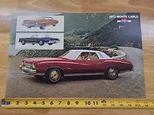 1973 Monte Carlo Original Factory Issued Sales Brochure/Poster 17X11 NOS