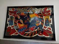 Rare Original 1989 WILLIAMS Black Knight 2000 pinball machine backglass Framed