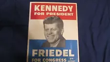 ORIGINAL 1960'S JOHN F KENNEDY FRIEDEL FOR CONGRESS CAMPAIGN POSTER RARE SCARCE