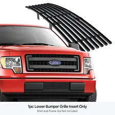 Fits 2009-2014 Ford F-150 Lower Bumper Stainless Black Billet Grill Insert