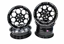 VMS Racing Front & Rear Black Modulo Drag Pack 15x3.5 & 15x8 4x108 For Fox Body