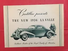 1936 CADILLAC "LA SALLE" Car Dealer Sales Brochure