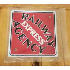 "Railway Express Agency" 8" Square Train Sign Vintage Excellent Condition