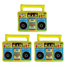 PACK OF NEON INFLATABLE BOOM BOX 80S FANCY DRESS ACCESSORY BLOW UP STEREO PARTY