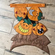 Vtg Halloween Garden Flag large Yard Flag “Pumpkins For Sale” 36”x24”