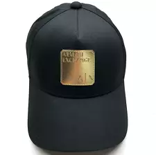 Armani Exchange A|X Baseball Cap Black Unisex OSFM Adjustable Golden Patch