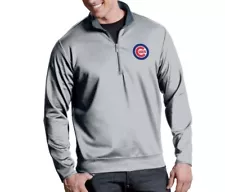 Chicago Cubs Men’s Pullover Jacket Antigua Silver Leader Quarter-Zip Size XL