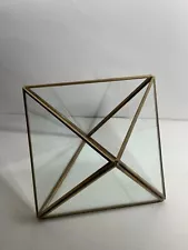 Gold Metal & Glass Geometric Succulent Terrarium 8.5 in.