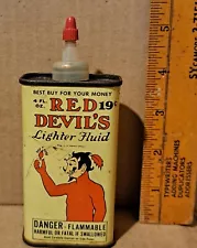 Vintage RED DEVIL'S Lighter Fluid 19 cents Best Buy For Your Money handi oiler