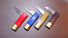 LOT OF 4 SHOTGUN SHELL KNIVES 4 COLORS NEW FREE U/S SHIPPING LOOK HUNTER SPECIA