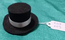 Black Felt Top Hat w White Satin Ribbon Band for 11"-12" fashion dolls KNH603