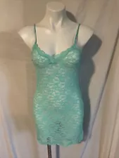 Victorias Secret M Lace See Through Nightie Night Gown Medium Turquoise