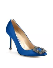 NEW Manolo Blahnik Hangisi 105 Embellished Satin Pumps 35