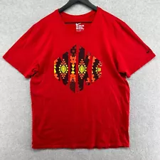 Nike T Shirt Mens Size XL Red Short Sleeve Aztec Spell Out Graphic Logo