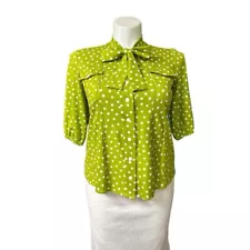 Green Polka Dot Blouse L