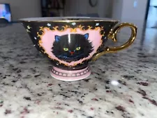 Poppy Angeloff Teacup with Black Cat Design - Collectible