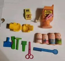 Vintage 1977 Play-Doh Fuzzy Pumper Barber Shop With Accessories