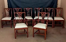 Set Of 8 Simple Chippendale Style Chairs Made In Solid Mahogany