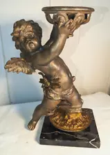 Architectural Salvage Antique French Cherub Putti Cupid Newel Post Figural Lamp