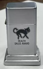 ZIPPO HEALTH SALES AWARD BLACK CAT BARCROFT TABLE LIGHTER 319S