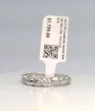 AUCTION- $1800 Diamond WAVE Wedding Engagement Ring Band -SOLID 18k WHITE Gold