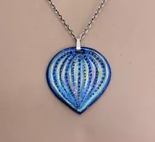 Sterling Silver Ceramic Pendant Necklace - Hot Air Balloon? Blue