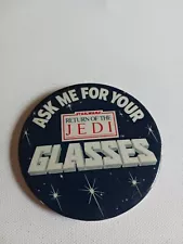 1983 Burger King Star Wars Return Of The Jedi Ask For Your Glasses Pinback...