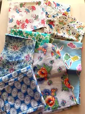 Vintage Feed Sacks Fabric LOT of 9 Open 1930s-40s Floral Novelty Blue Red READ