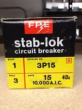 FPE 3P15 NA315 FEDERAL 3 POLE 15 AMP 240 VOLT STAB-LOK CIRCUIT BREAKER NEW