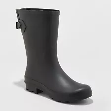 Women's Vicki Mid Calf Rain Boots - A New Day Black 8