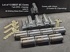 *Rare* Lot of 13 BEST 6C SFIC 7-Pin J keyway Cores for Sliding Glass Door 4 Keys