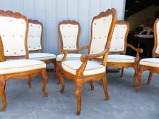 Vintage 6 DREXEL HERITAGE UPHOLSTERED BUTTON BACK DINING CHAIRS SET French