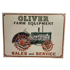 Oliver Farm Equipment Sales and Service Metal Sign 16x12"