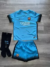 Nike Dri-Fit FC Barcelona Jersey Uniform 2015 FCB Soccer Futbol Little Kids M