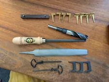 Woodworking tools lot , Raps, burnisher, pinch dogs