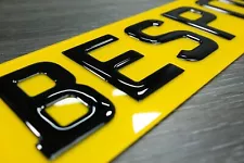 PAIR OFF 3D GEL DOMED RESIN NUMBER PLATES 100% MOT AND ROAD LEGAL