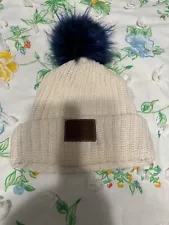 Love Your Melon Adult Beanie Cream/blue Pom