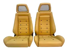 PAIR OF Used AUTHENTIC RECARO LX Beige Leather Net Headrest seats RACING CARS