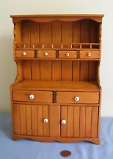 Vintage Dollhouse Miniature Wood China Cabinet Curio Buffet Hutch 10" tall